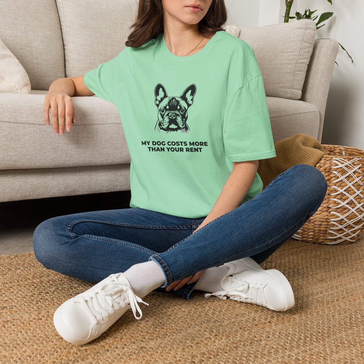French Bulldog T-Shirt — "My Dog Costs More Than Your Rent" Cute Pet Lover Tee