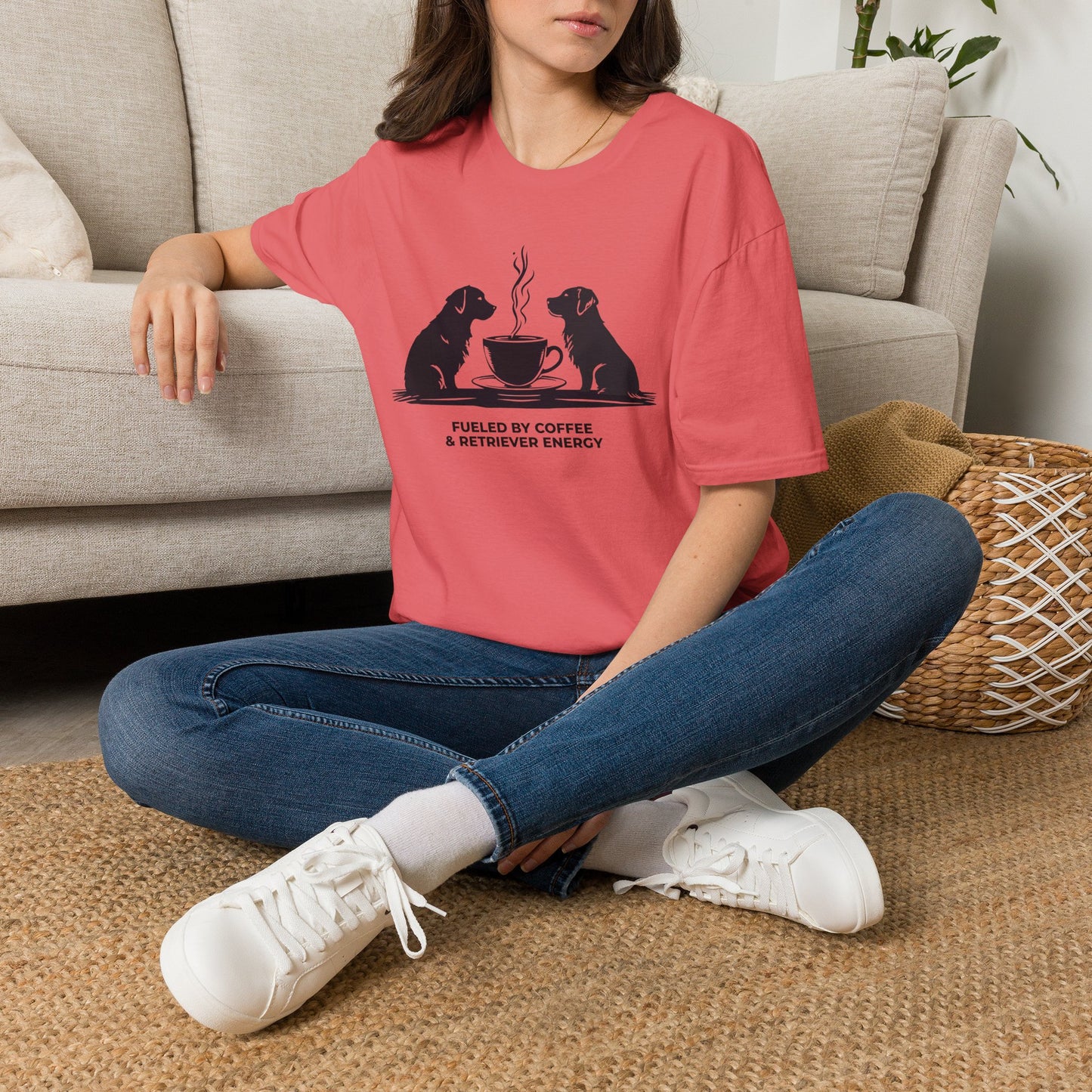 Coffee & Retriever T-Shirt — "Fueled by Coffee & Retriever Energy"