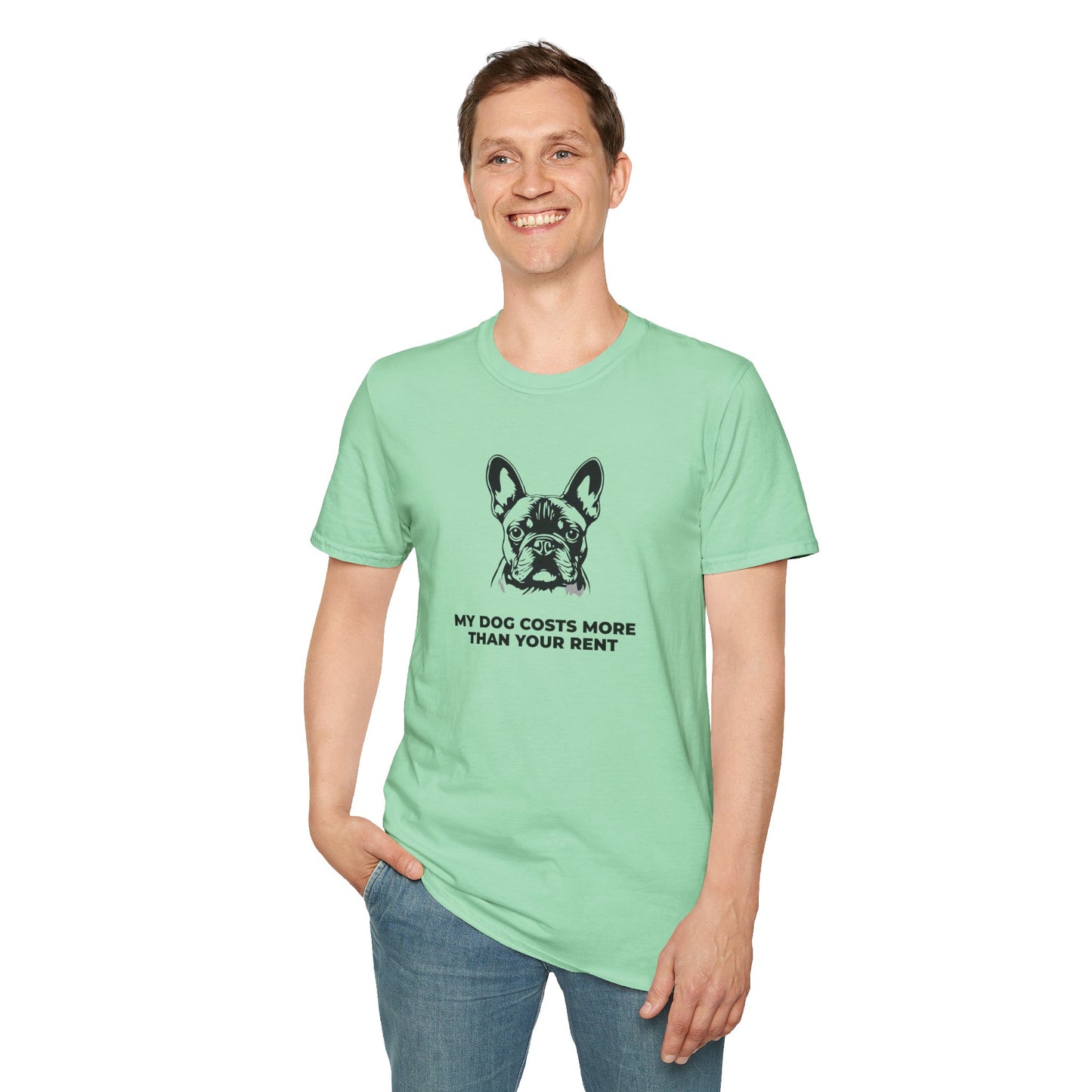 French Bulldog T-Shirt — "My Dog Costs More Than Your Rent" Cute Pet Lover Tee