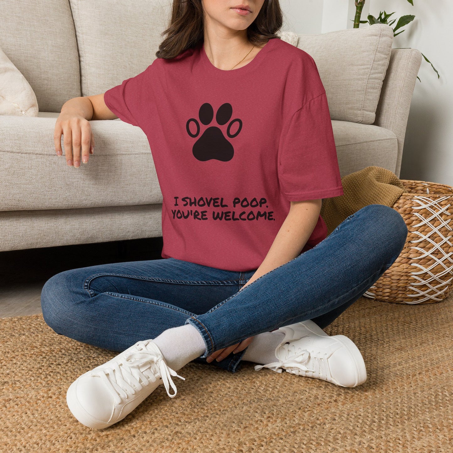 Paw Print T-Shirt — "I Shovel Poop, You're Welcome" Dog Lover Tee