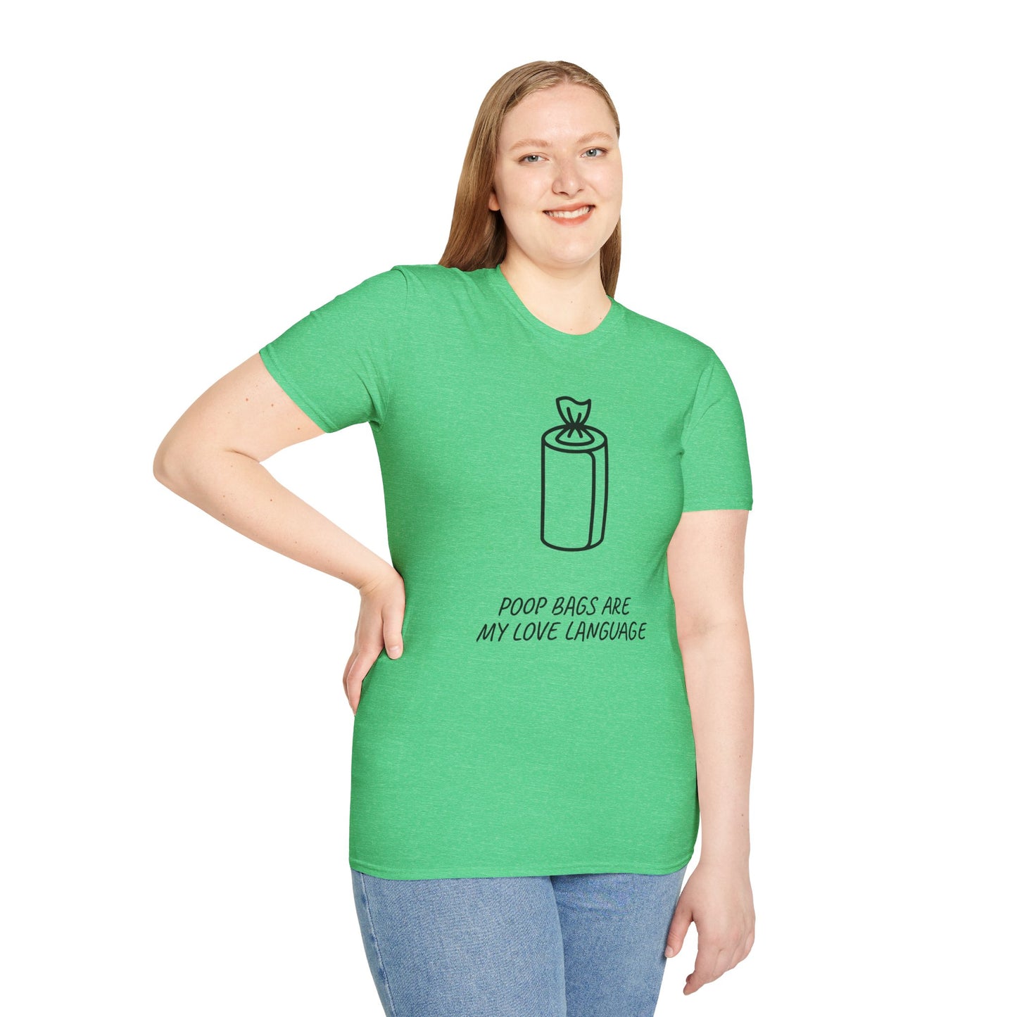 Poop Bags Are My Love Language T‑Shirt — Funny Dog Mom Pet Waste Bag Tee