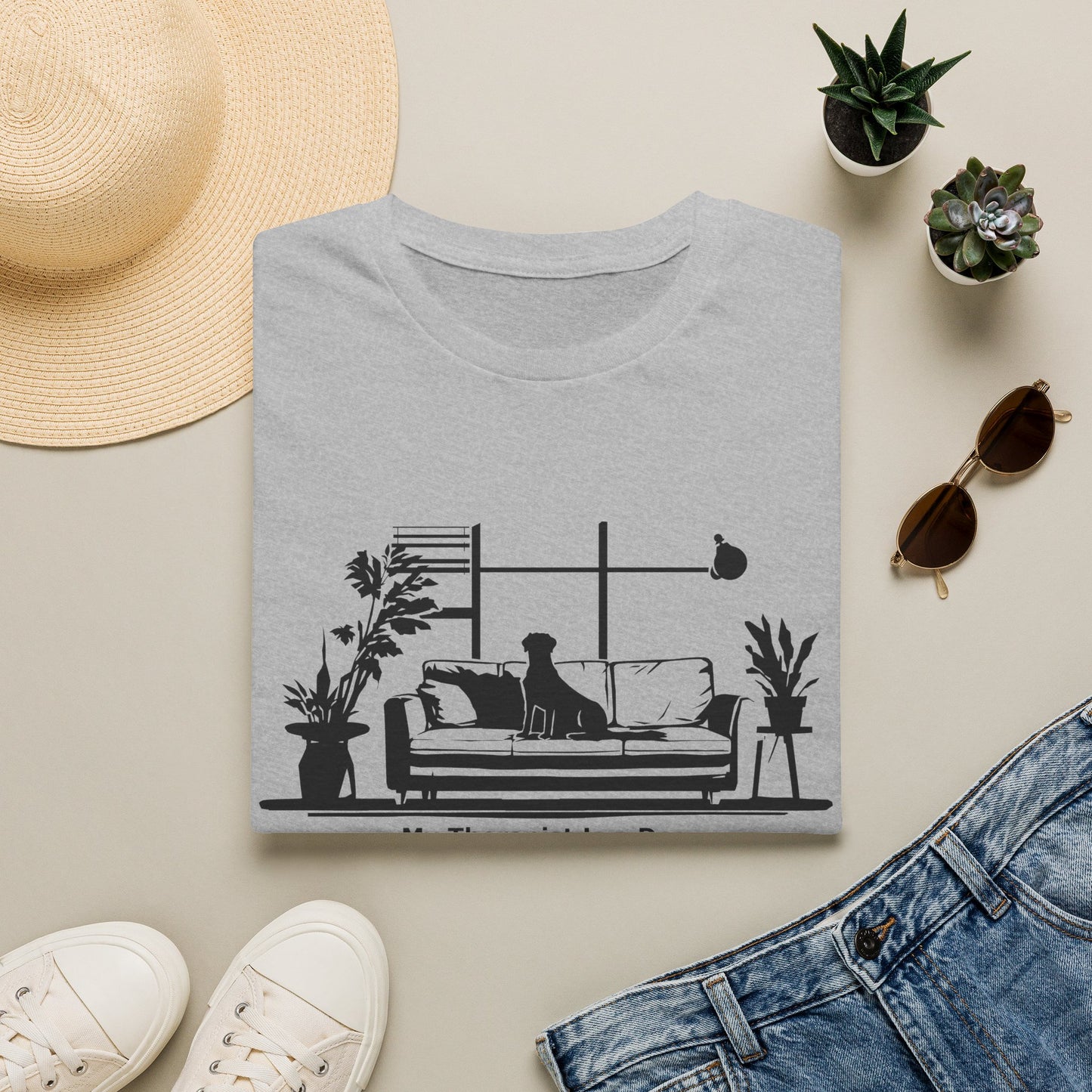 Dog Lover T‑Shirt — "My Therapist is a Dog" Living Room Silhouette Tee