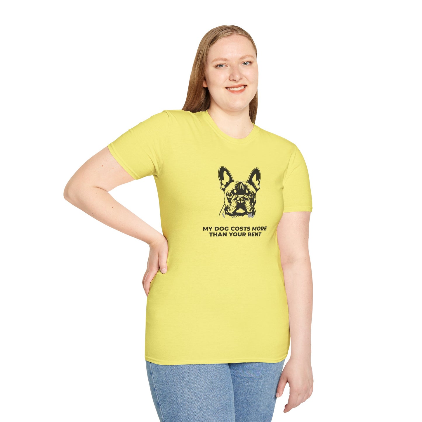French Bulldog T-Shirt — "My Dog Costs More Than Your Rent" Cute Pet Lover Tee