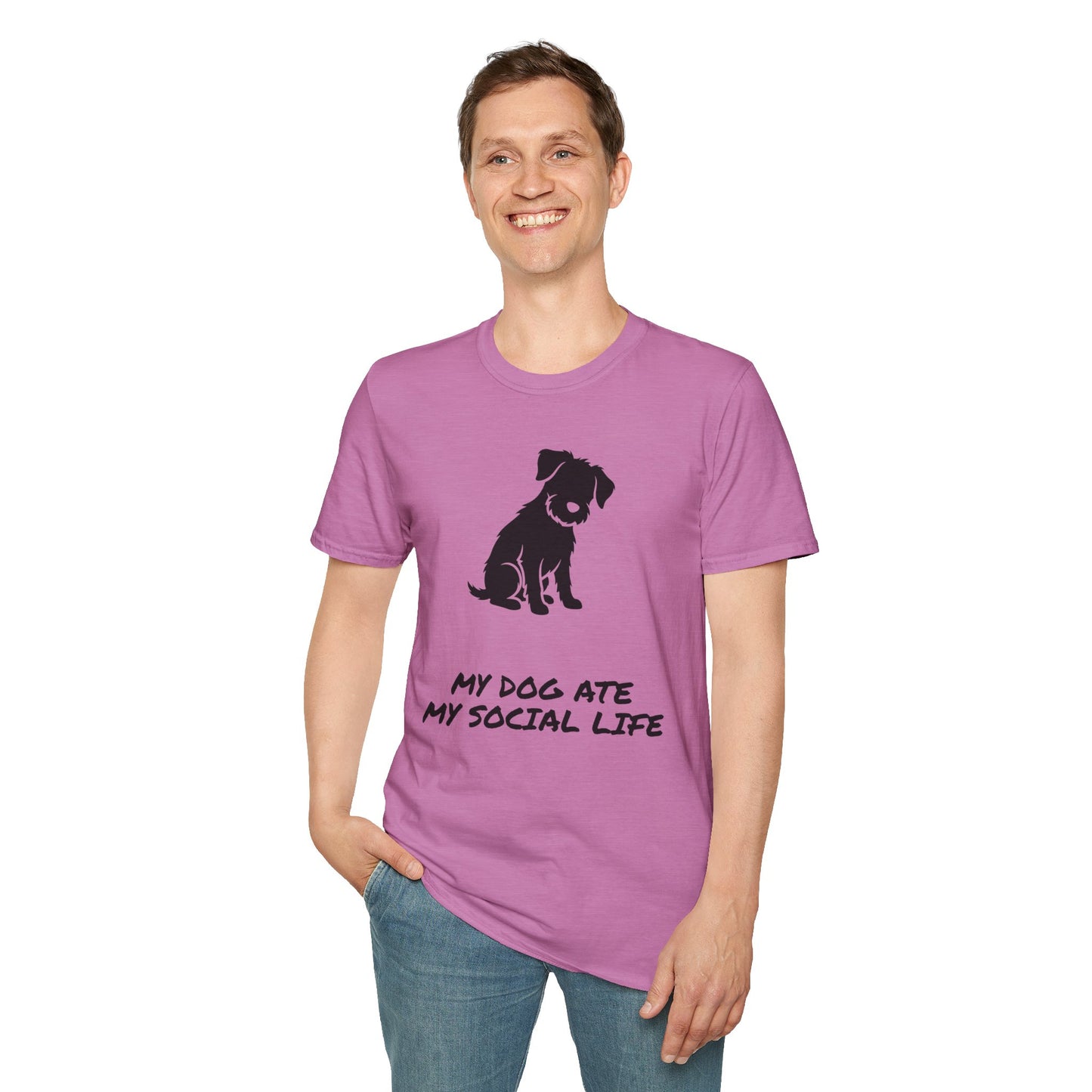 Dog Silhouette T-Shirt — "My Dog Ate My Social Life" Cute Pet Lover Tee
