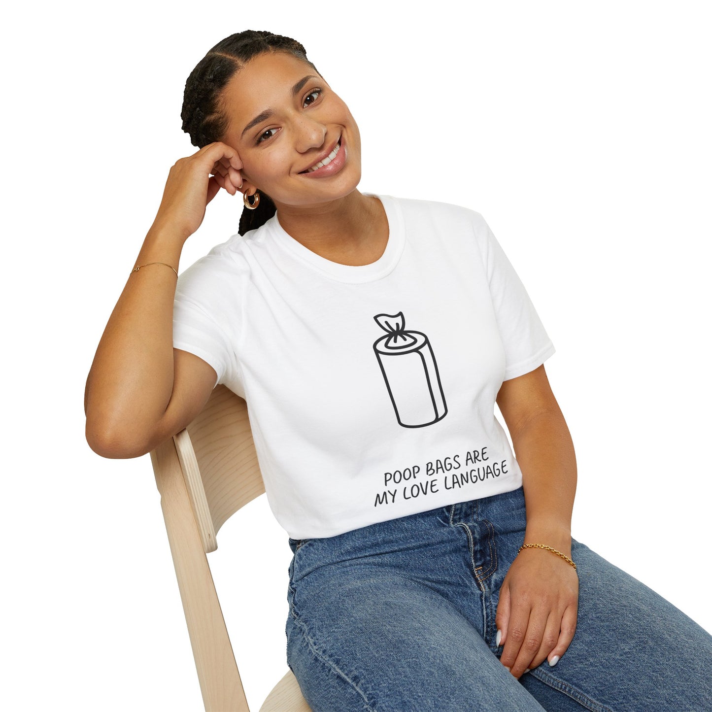 Poop Bags Are My Love Language T‑Shirt — Funny Dog Mom Pet Waste Bag Tee