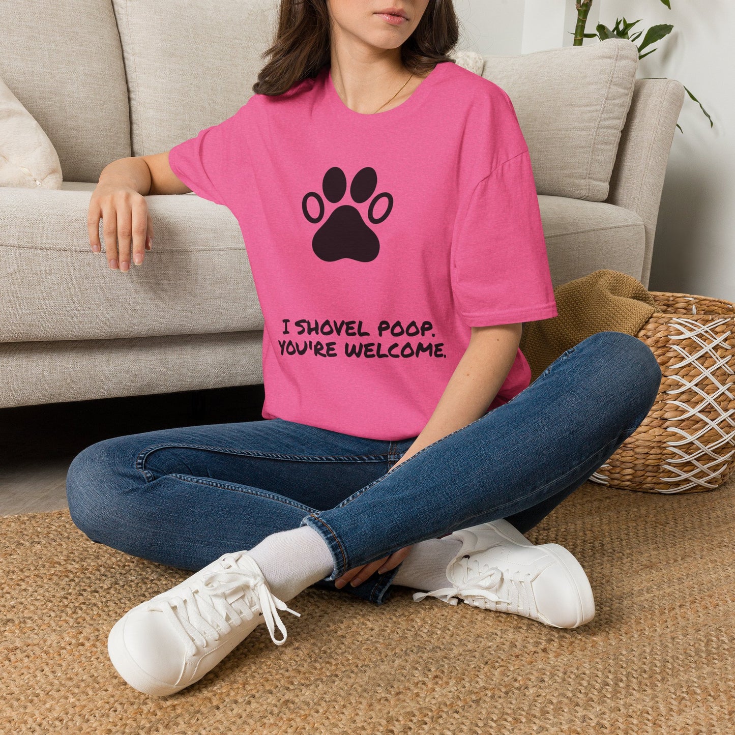 Paw Print T-Shirt — "I Shovel Poop, You're Welcome" Dog Lover Tee