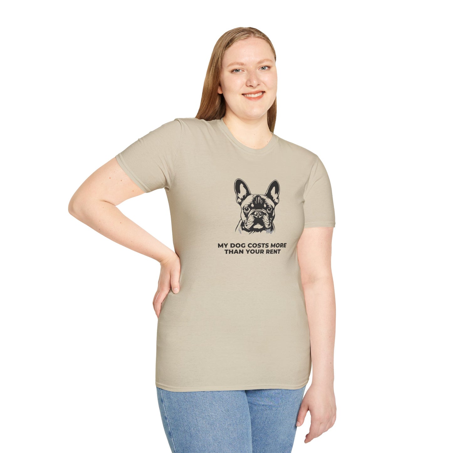 French Bulldog T-Shirt — "My Dog Costs More Than Your Rent" Cute Pet Lover Tee
