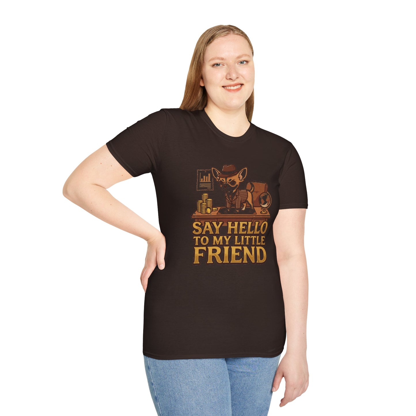 Chihuahua Boss Graphic T-Shirt — "Say Hello to My Little Friend"