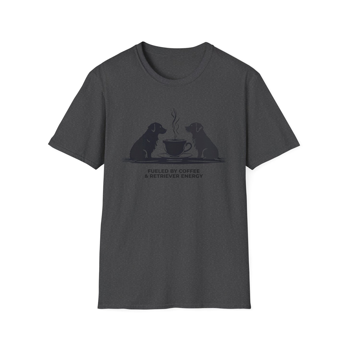 Coffee & Retriever T-Shirt — "Fueled by Coffee & Retriever Energy"