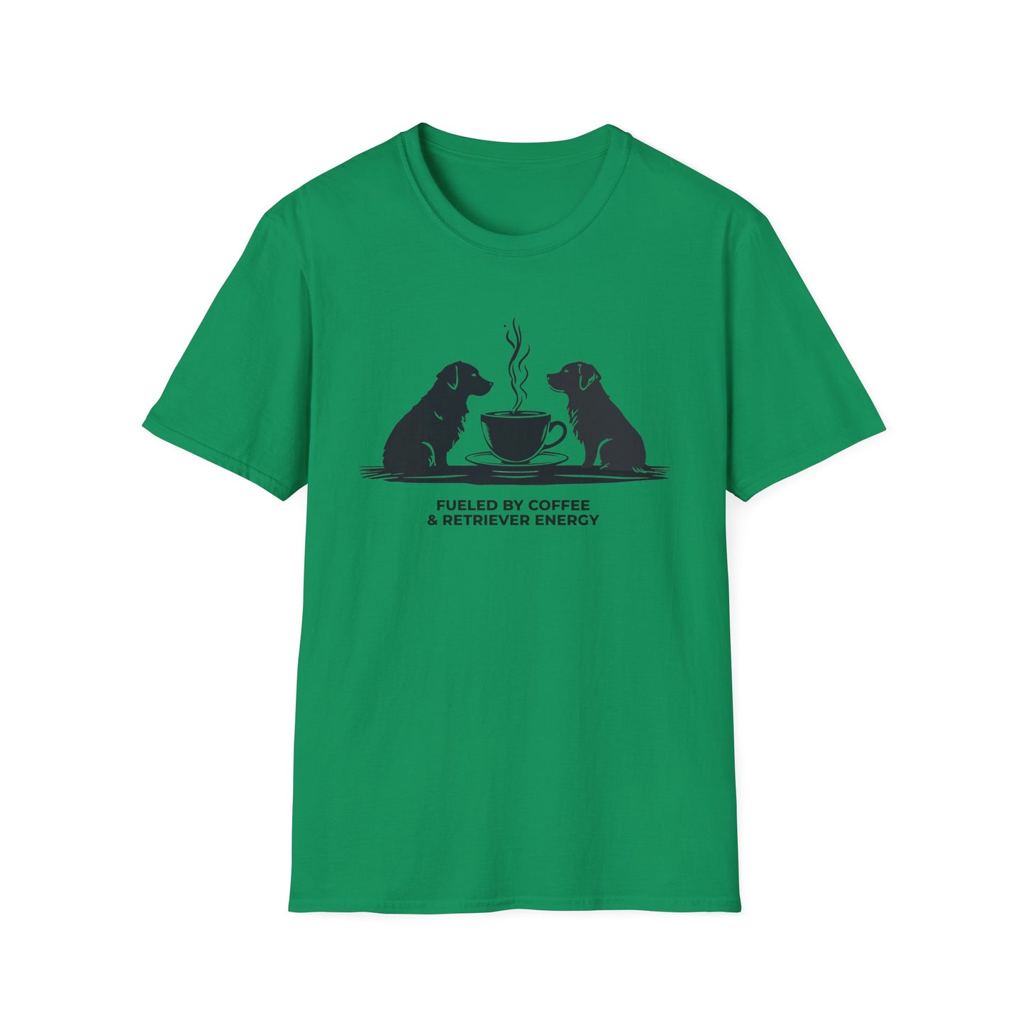 Coffee & Retriever T-Shirt — "Fueled by Coffee & Retriever Energy"