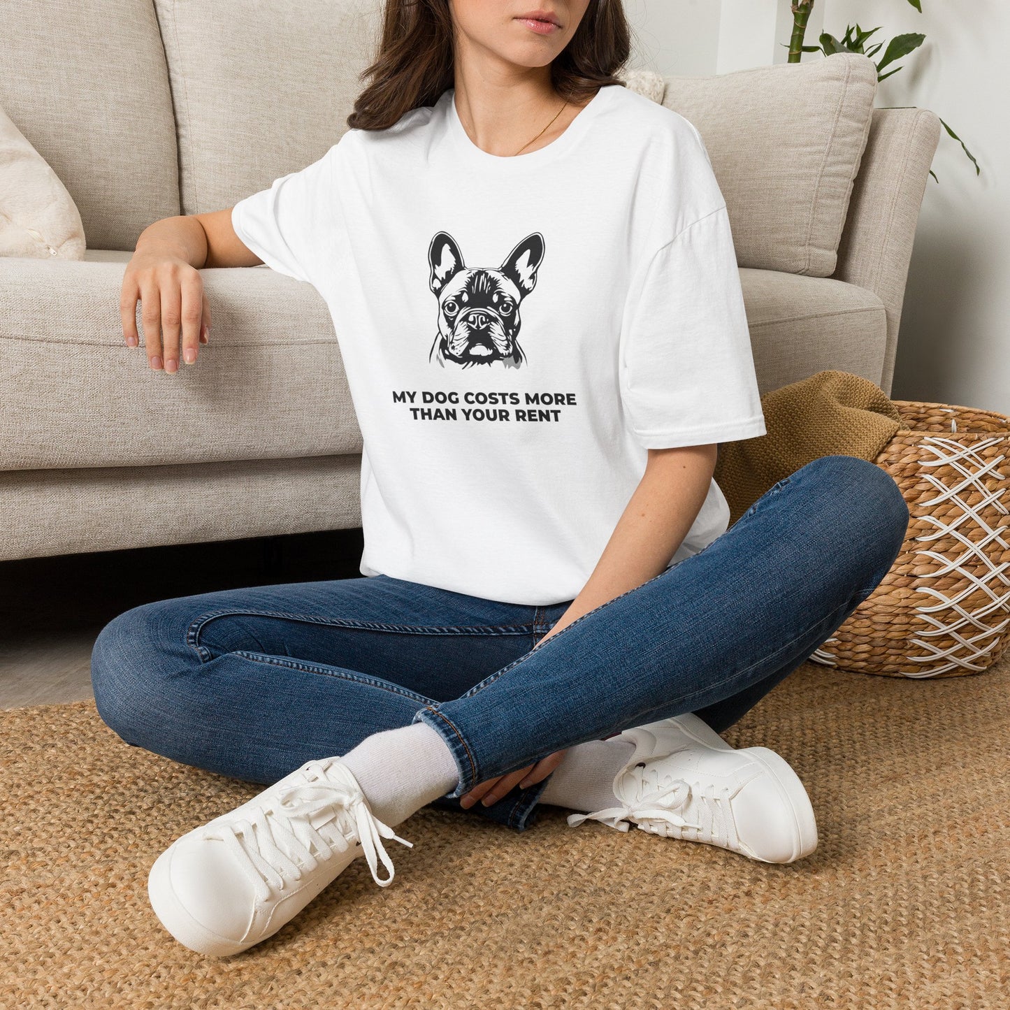 French Bulldog T-Shirt — "My Dog Costs More Than Your Rent" Cute Pet Lover Tee