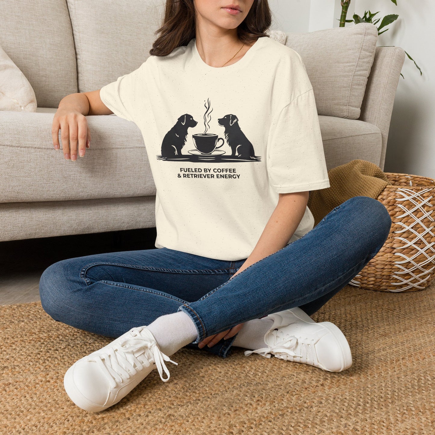 Coffee & Retriever T-Shirt — "Fueled by Coffee & Retriever Energy"