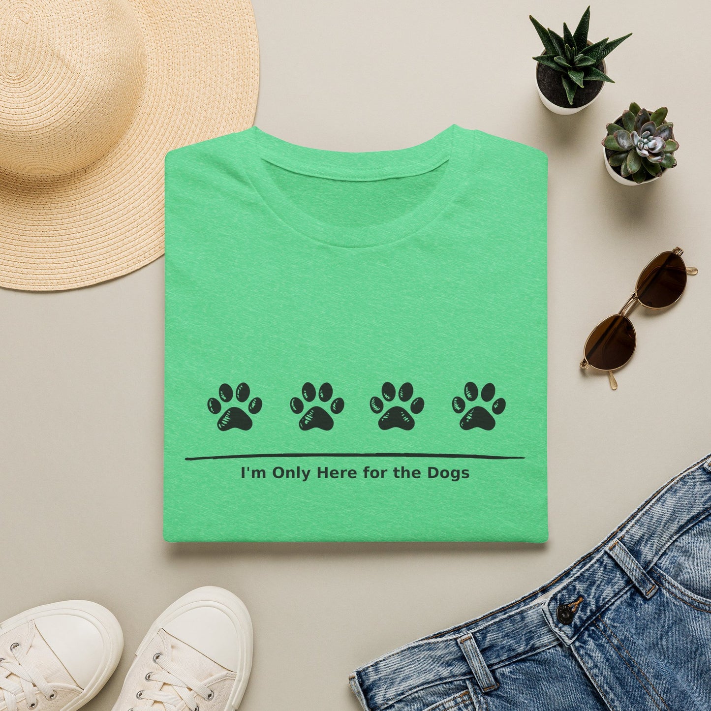 "I'm Only Here for the Dogs" Paw Print Tee