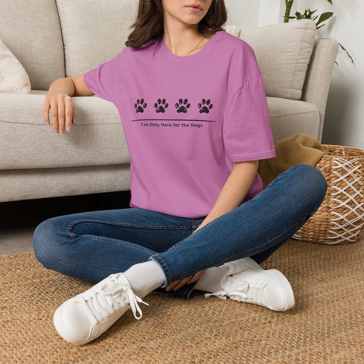"I'm Only Here for the Dogs" Paw Print Tee