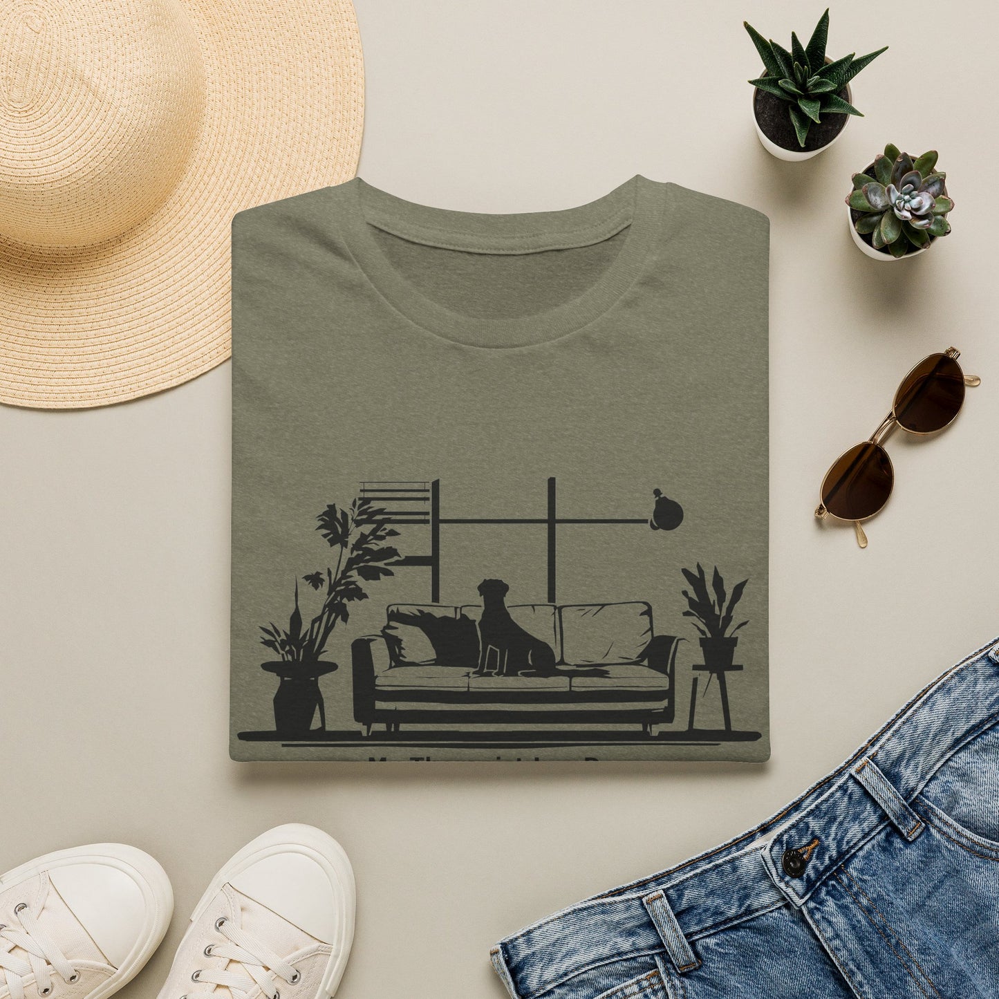Dog Lover T‑Shirt — "My Therapist is a Dog" Living Room Silhouette Tee