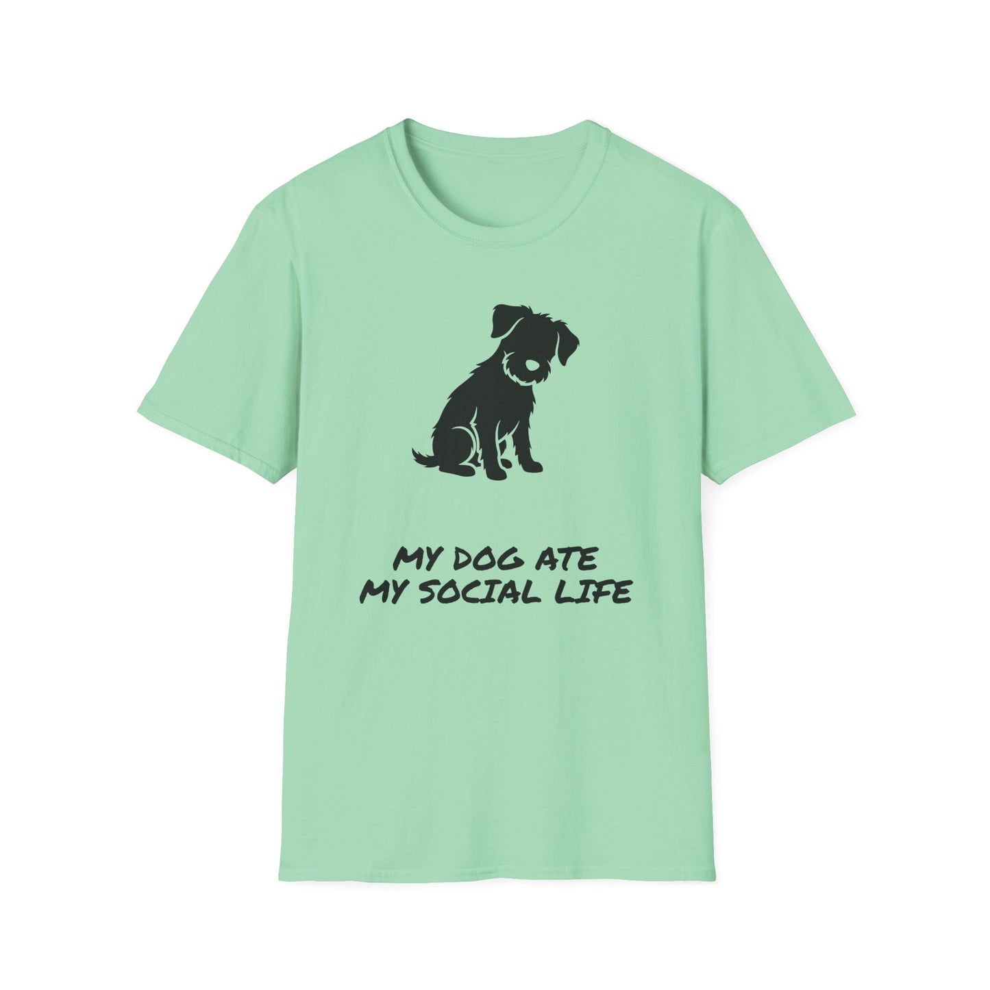 Dog Silhouette T-Shirt — "My Dog Ate My Social Life" Cute Pet Lover Tee