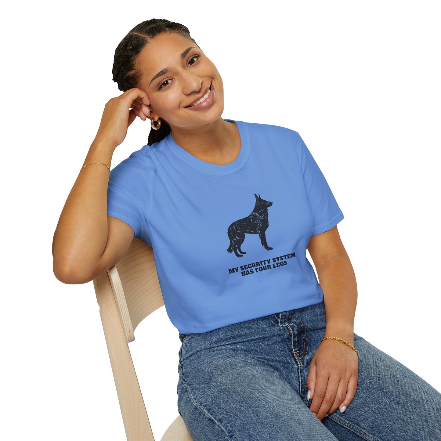 Dog Security T-Shirt — “My Security System Has Four Legs” Graphic Tee