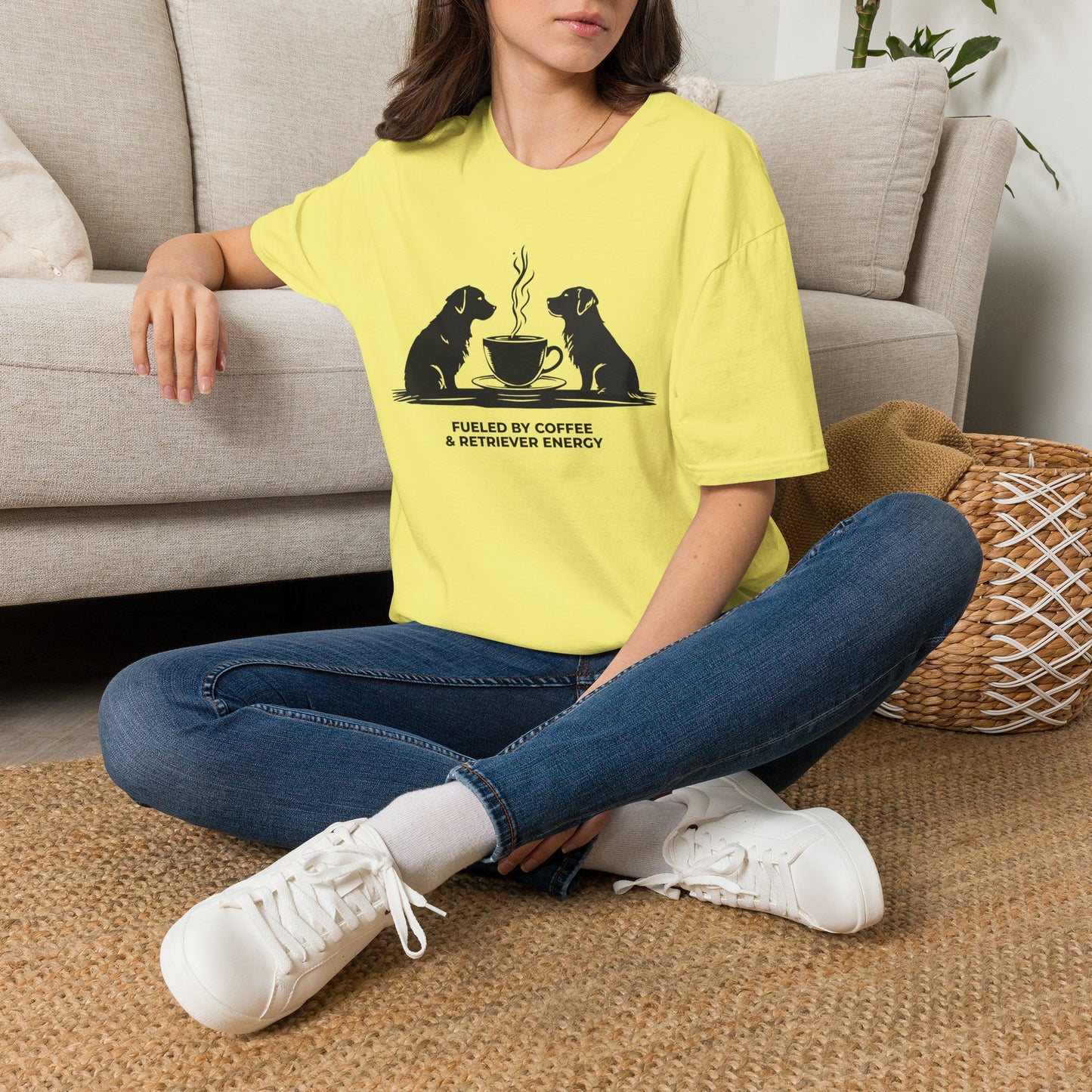 Coffee & Retriever T-Shirt — "Fueled by Coffee & Retriever Energy"