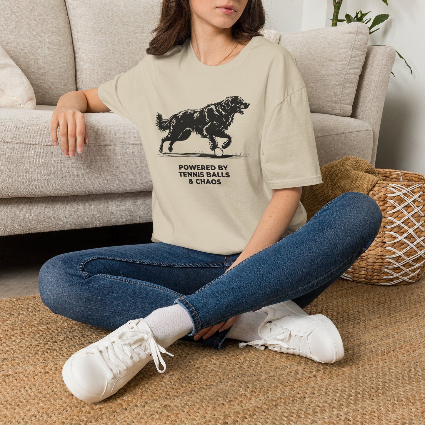 Retriever T‑Shirt — "Powered by Tennis Balls & Chaos" Graphic Tee