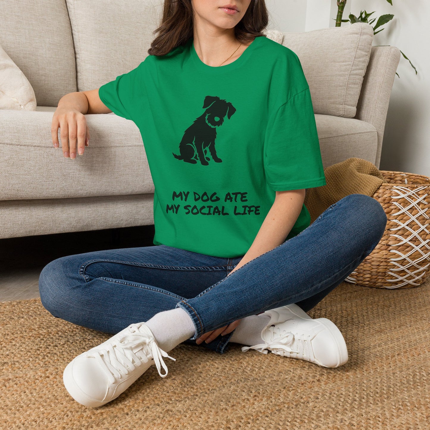 Dog Silhouette T-Shirt — "My Dog Ate My Social Life" Cute Pet Lover Tee