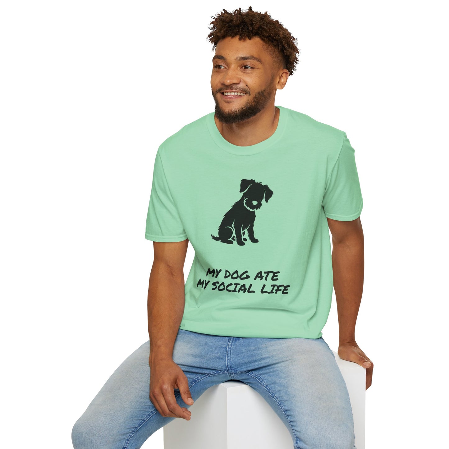 Dog Silhouette T-Shirt — "My Dog Ate My Social Life" Cute Pet Lover Tee