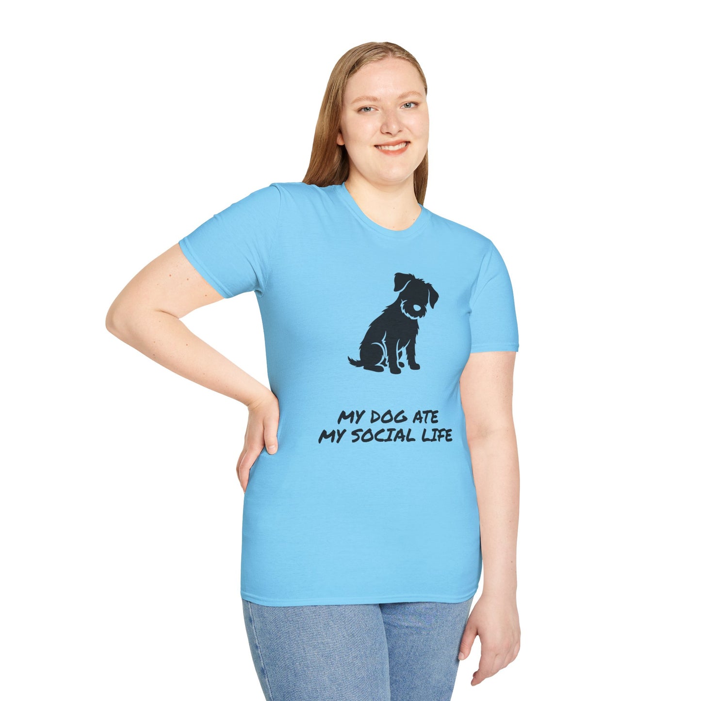 Dog Silhouette T-Shirt — "My Dog Ate My Social Life" Cute Pet Lover Tee