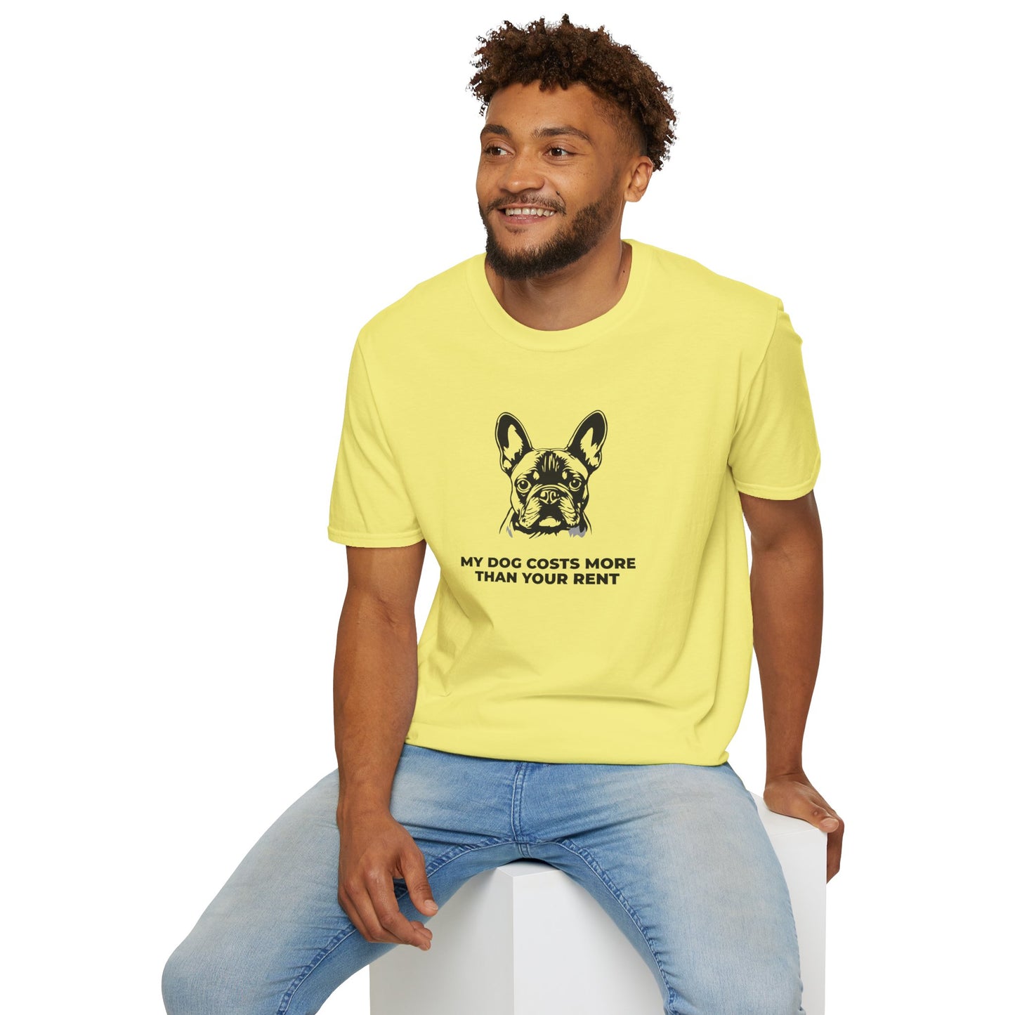 French Bulldog T-Shirt — "My Dog Costs More Than Your Rent" Cute Pet Lover Tee