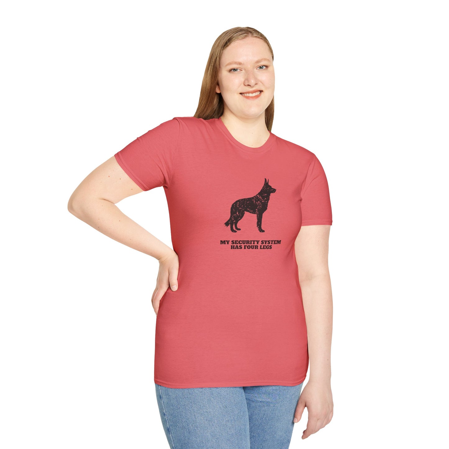 Dog Security T-Shirt — “My Security System Has Four Legs” Graphic Tee