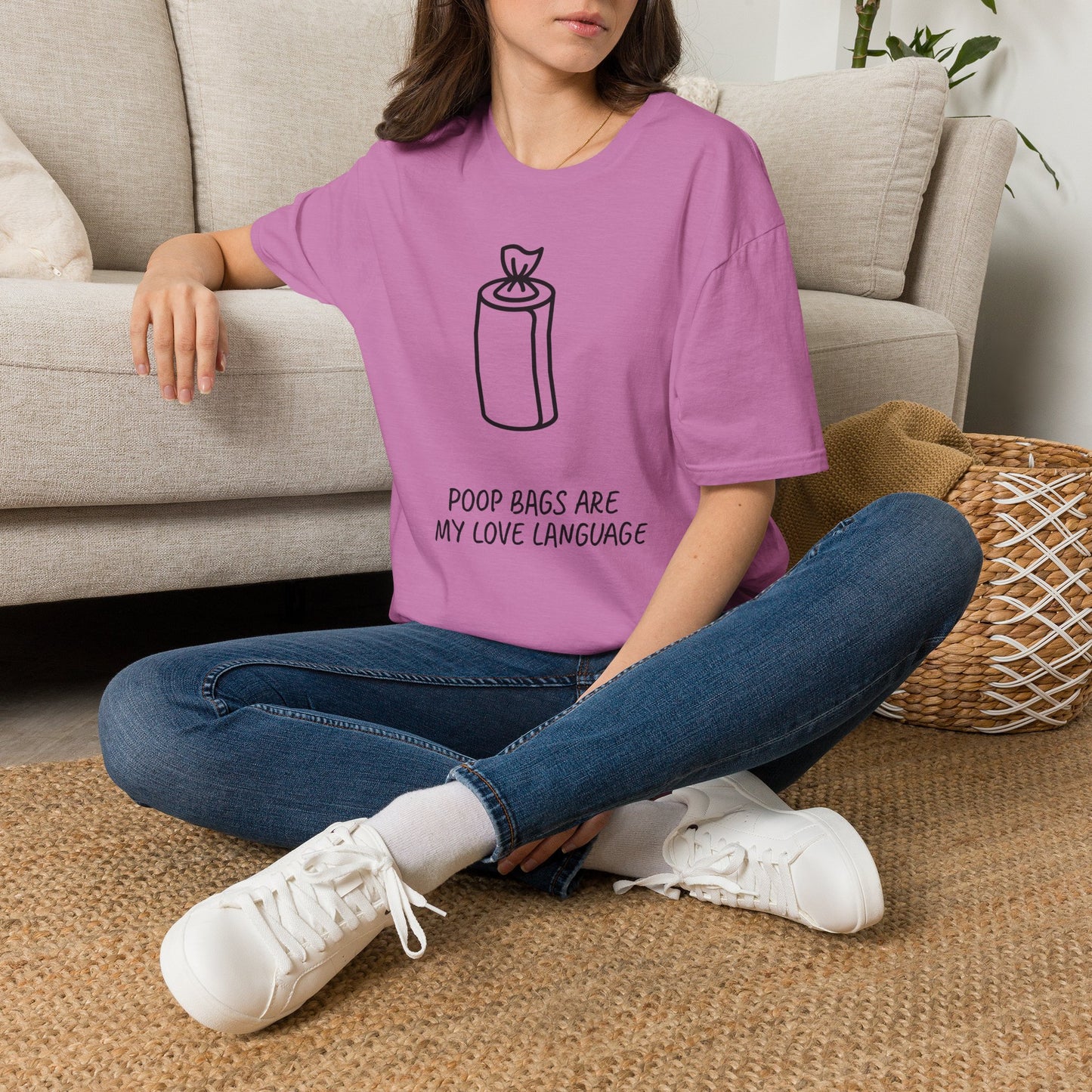 Poop Bags Are My Love Language T‑Shirt — Funny Dog Mom Pet Waste Bag Tee