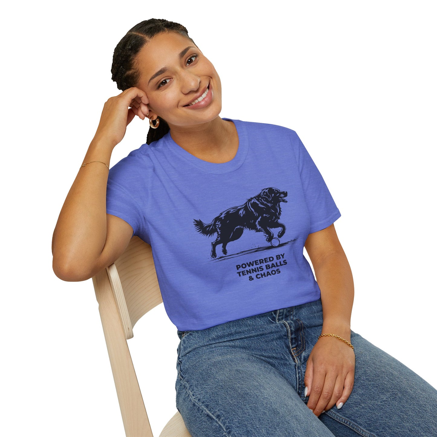Retriever T‑Shirt — "Powered by Tennis Balls & Chaos" Graphic Tee