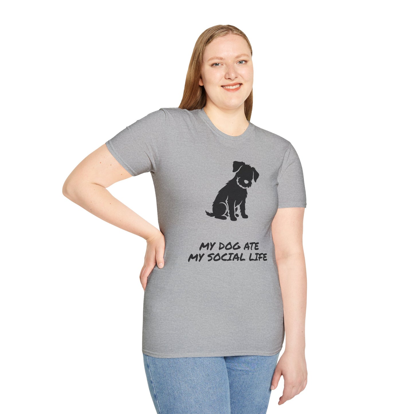Dog Silhouette T-Shirt — "My Dog Ate My Social Life" Cute Pet Lover Tee