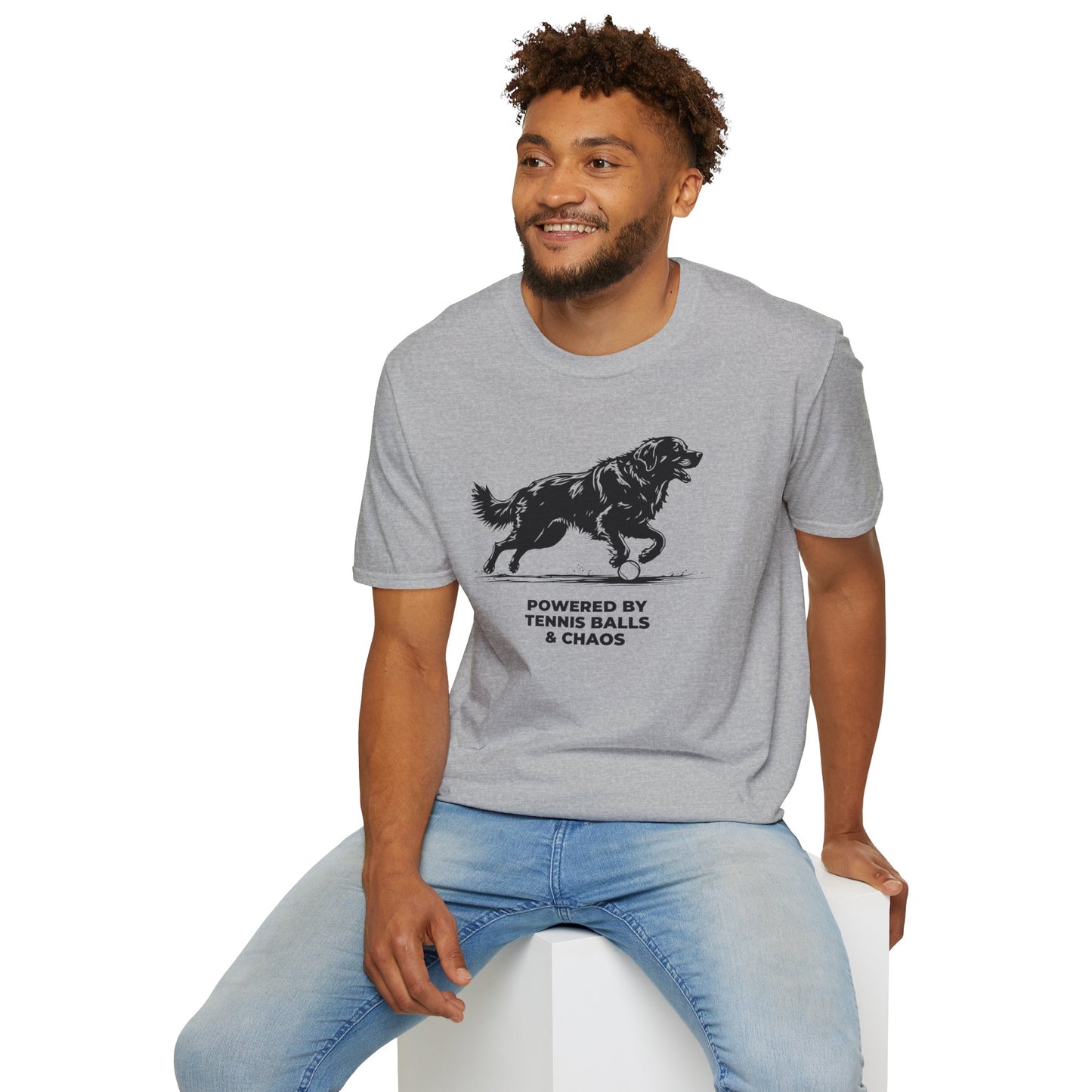 Retriever T‑Shirt — "Powered by Tennis Balls & Chaos" Graphic Tee
