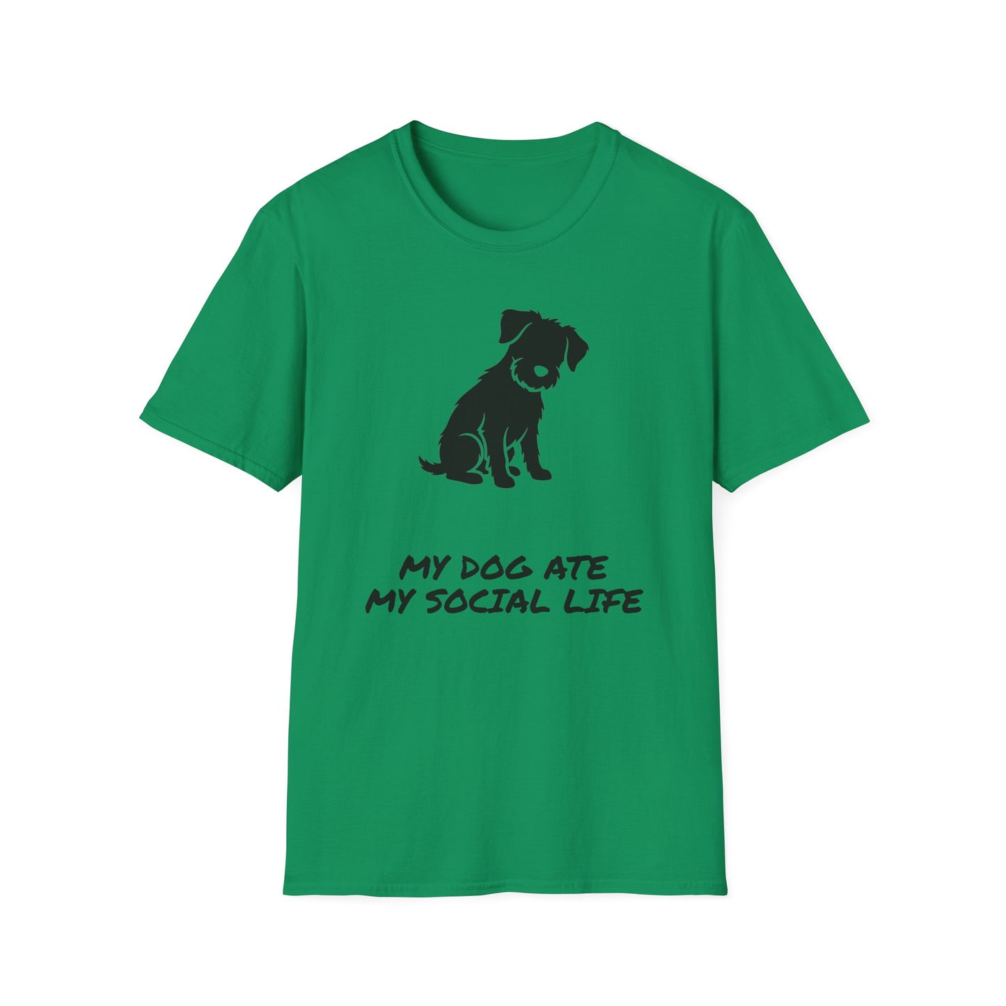 Dog Silhouette T-Shirt — "My Dog Ate My Social Life" Cute Pet Lover Tee