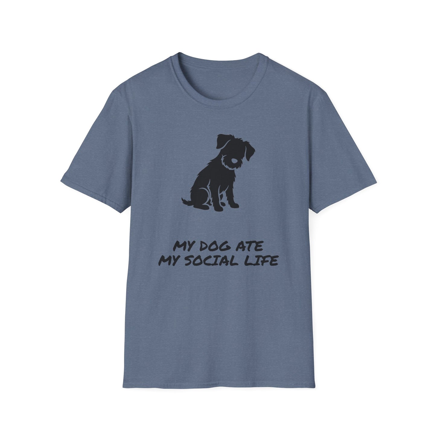 Dog Silhouette T-Shirt — "My Dog Ate My Social Life" Cute Pet Lover Tee
