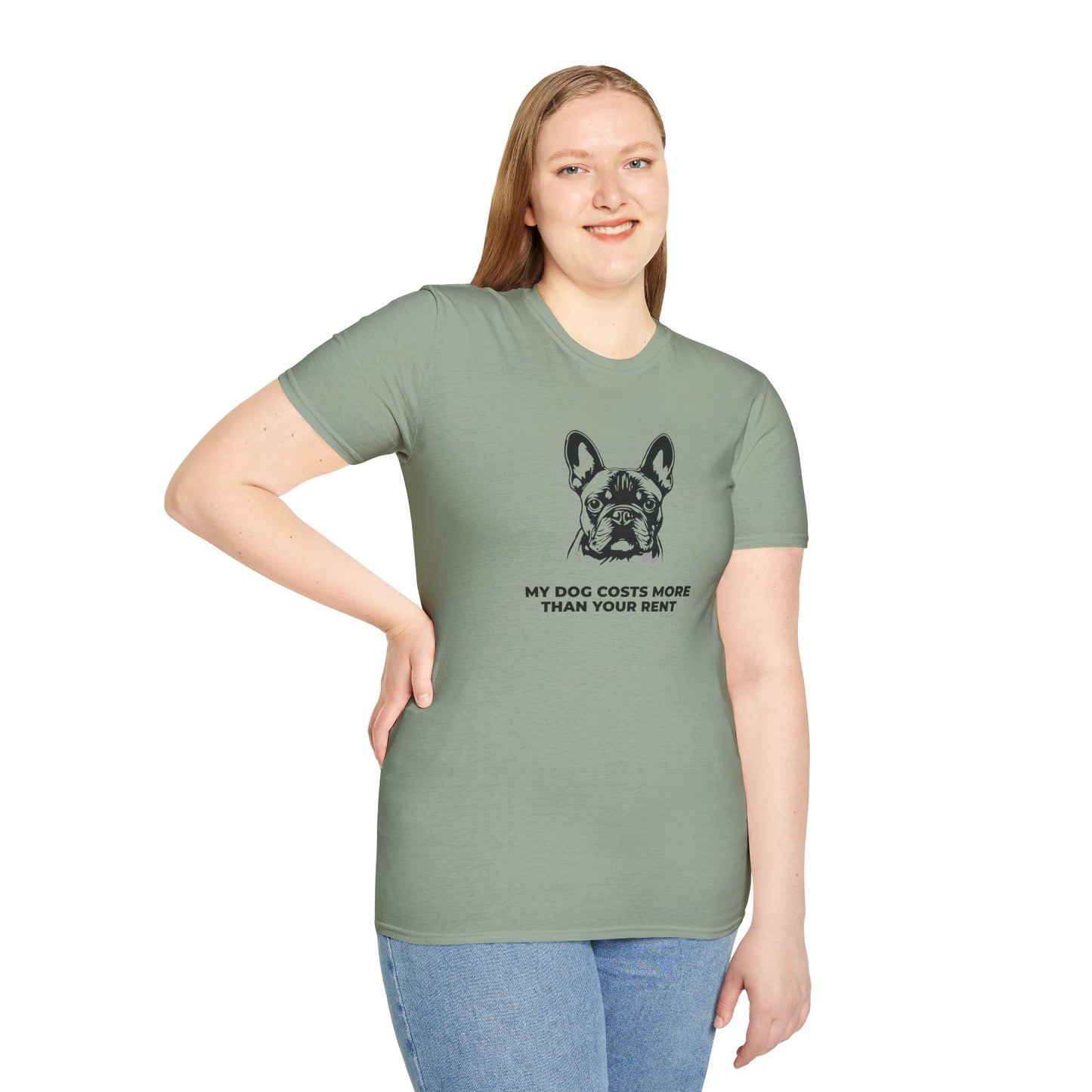 French Bulldog T-Shirt — "My Dog Costs More Than Your Rent" Cute Pet Lover Tee