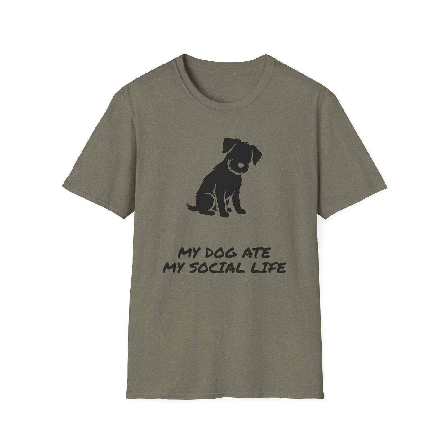 Dog Silhouette T-Shirt — "My Dog Ate My Social Life" Cute Pet Lover Tee
