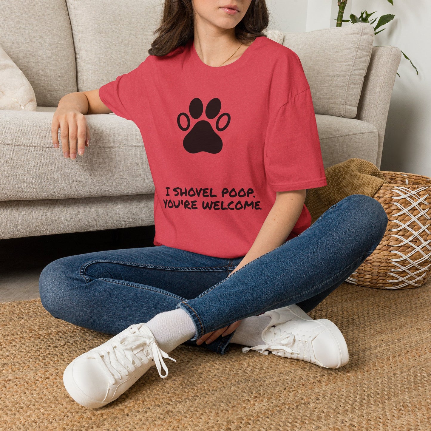 Paw Print T-Shirt — "I Shovel Poop, You're Welcome" Dog Lover Tee