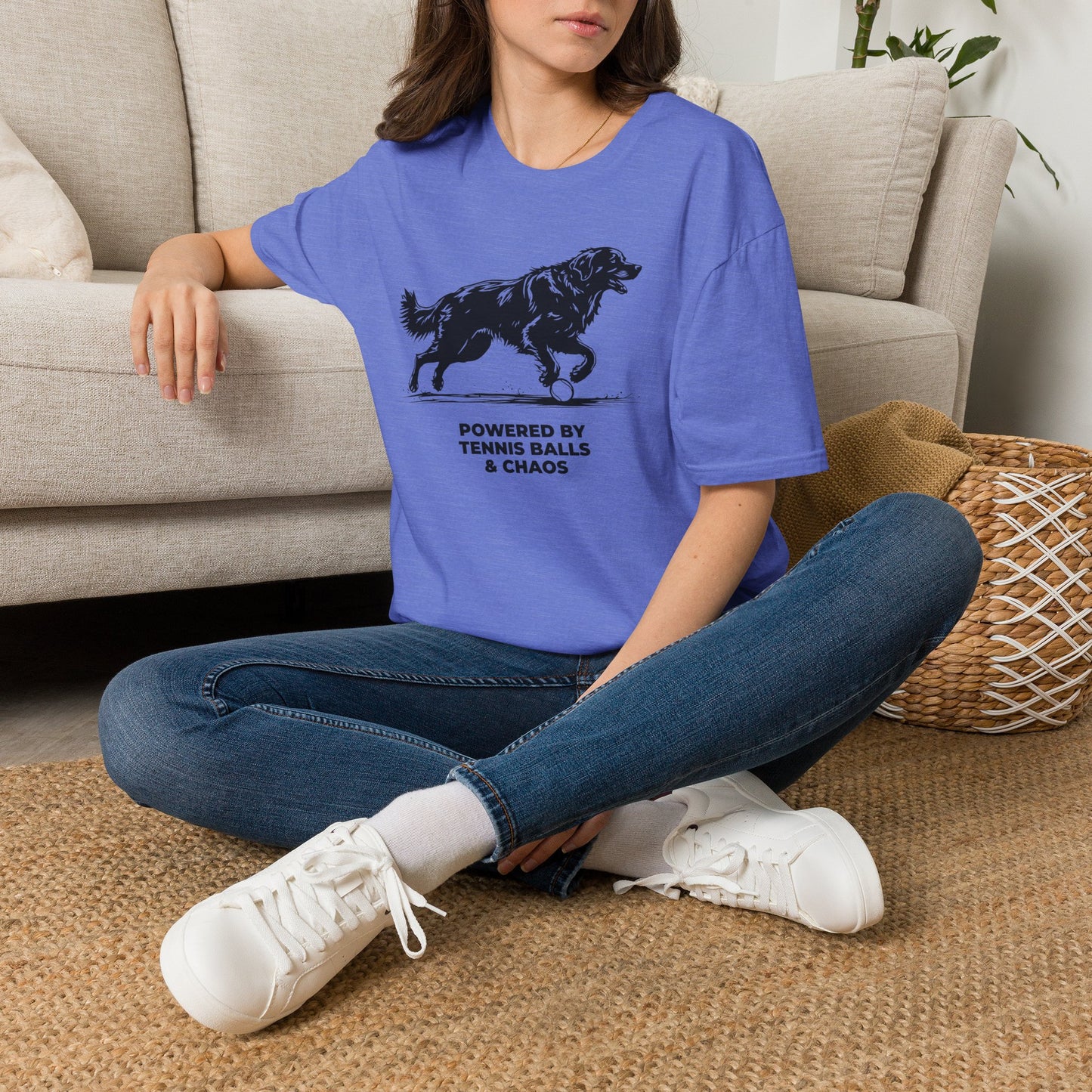 Retriever T‑Shirt — "Powered by Tennis Balls & Chaos" Graphic Tee