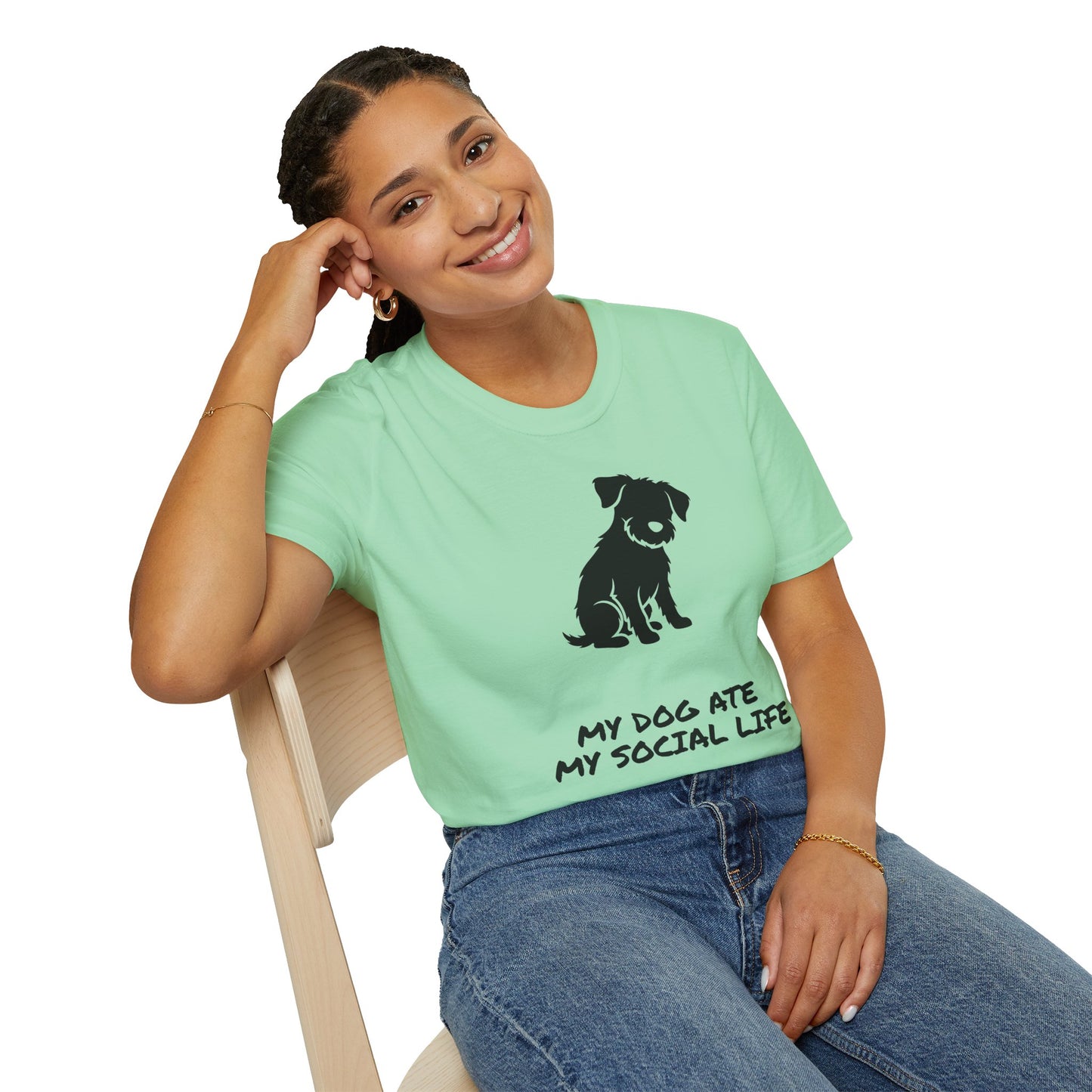Dog Silhouette T-Shirt — "My Dog Ate My Social Life" Cute Pet Lover Tee