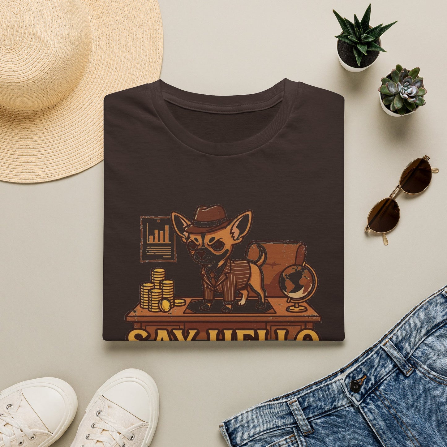 Chihuahua Boss Graphic T-Shirt — "Say Hello to My Little Friend"