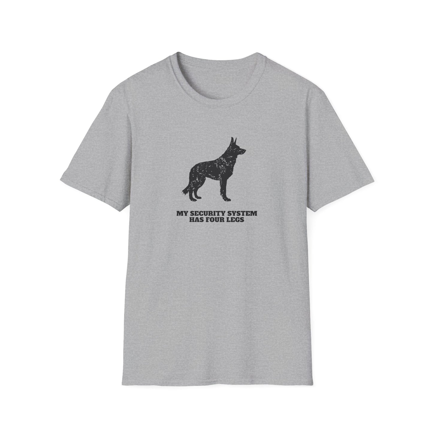 Dog Security T-Shirt — “My Security System Has Four Legs” Graphic Tee
