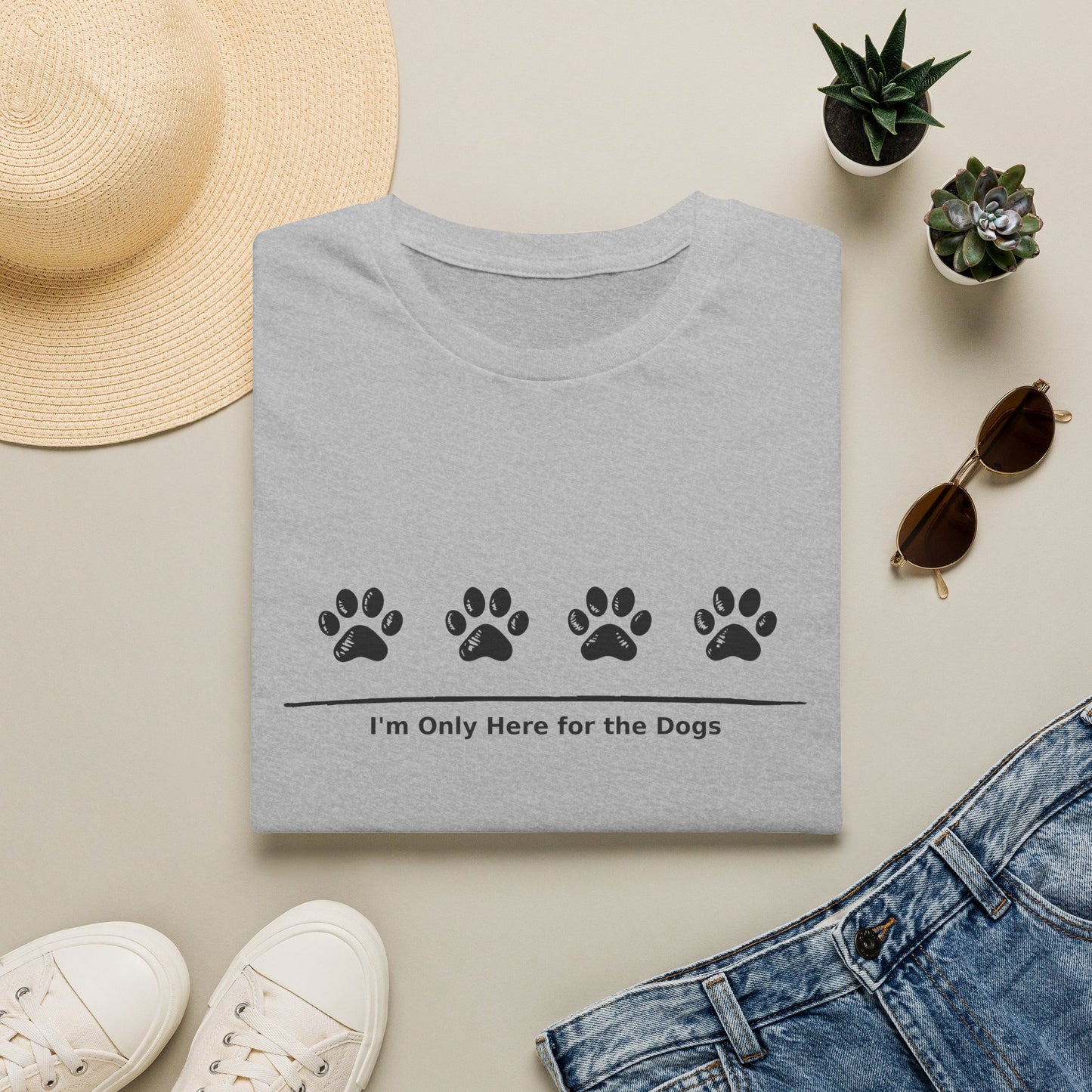 "I'm Only Here for the Dogs" Paw Print Tee