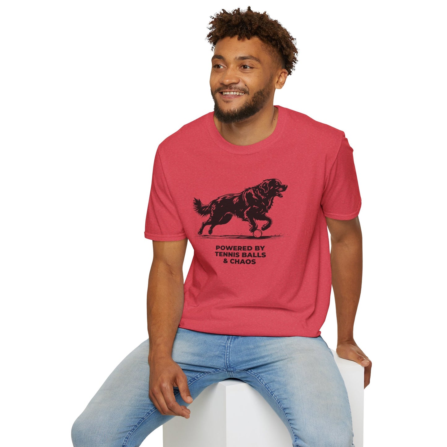 Retriever T‑Shirt — "Powered by Tennis Balls & Chaos" Graphic Tee