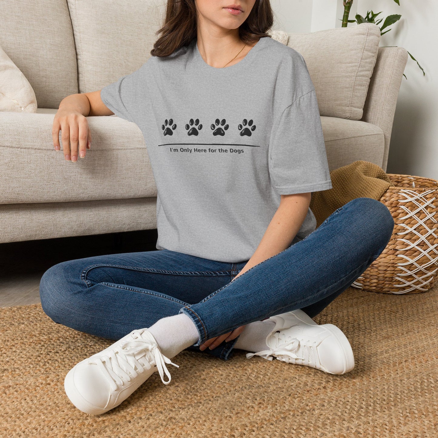 "I'm Only Here for the Dogs" Paw Print Tee
