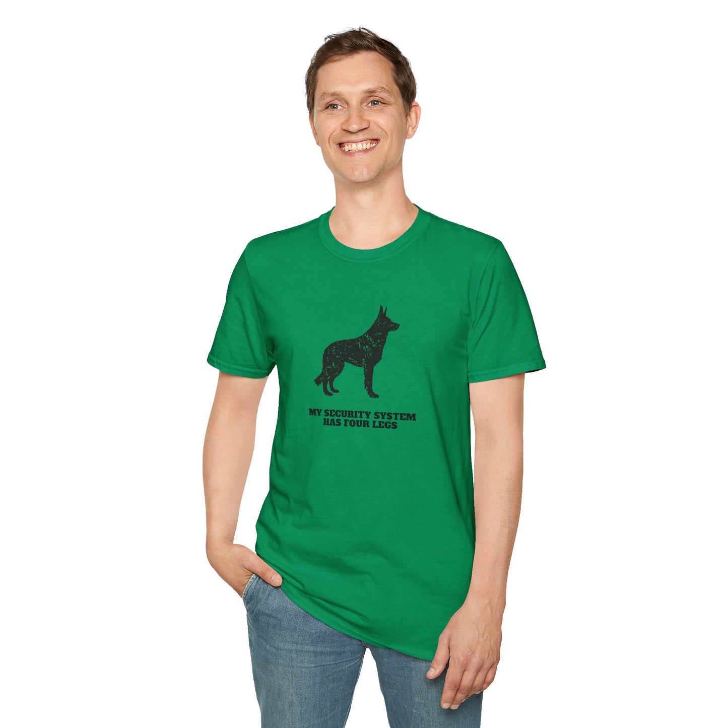 Dog Security T-Shirt — “My Security System Has Four Legs” Graphic Tee