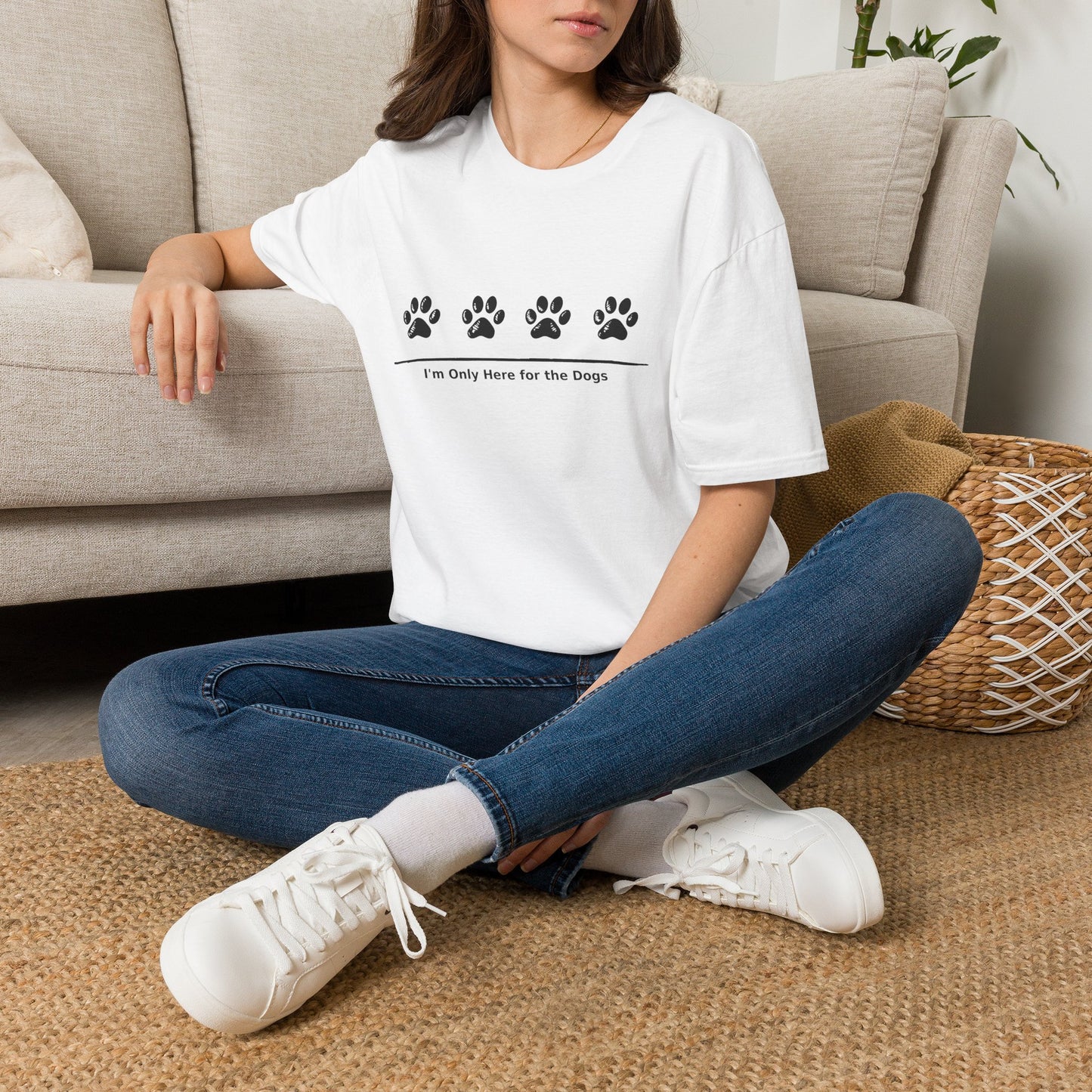 "I'm Only Here for the Dogs" Paw Print Tee