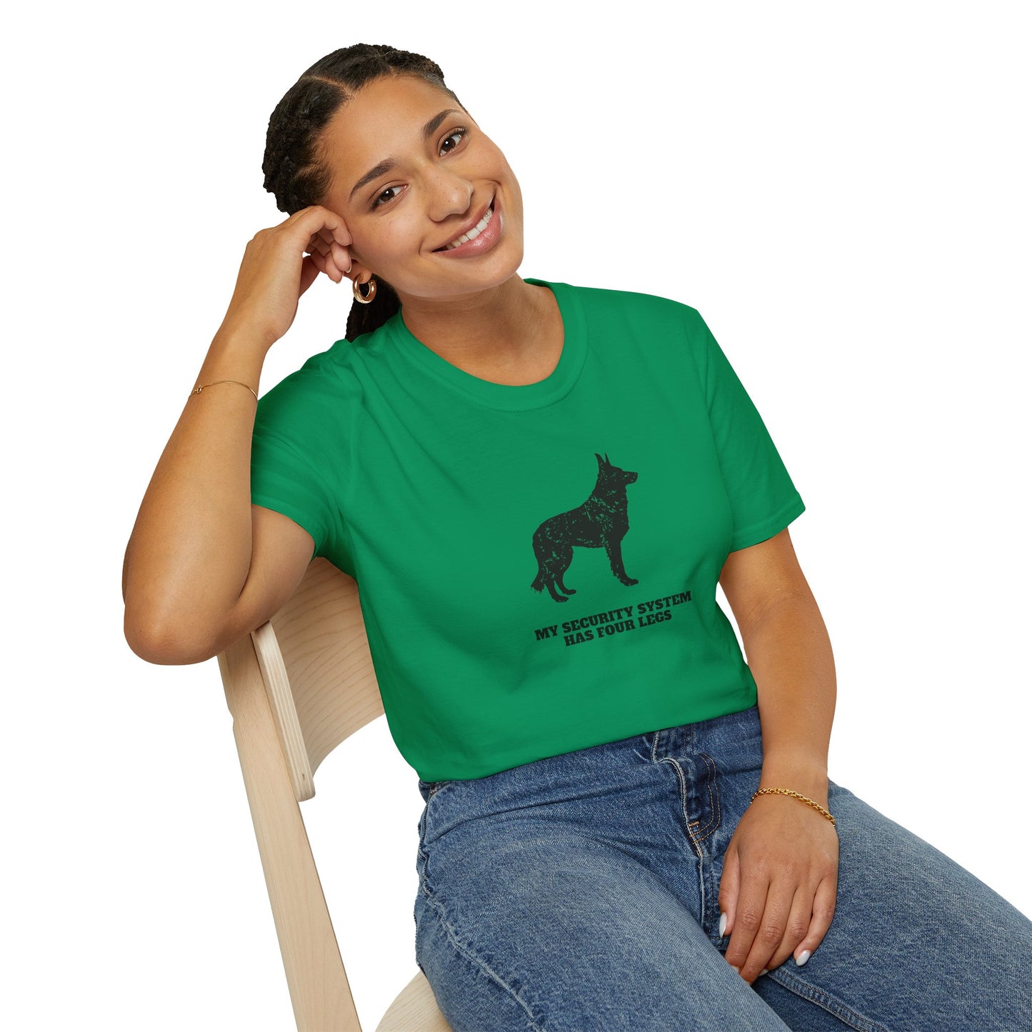 Dog Security T-Shirt — “My Security System Has Four Legs” Graphic Tee
