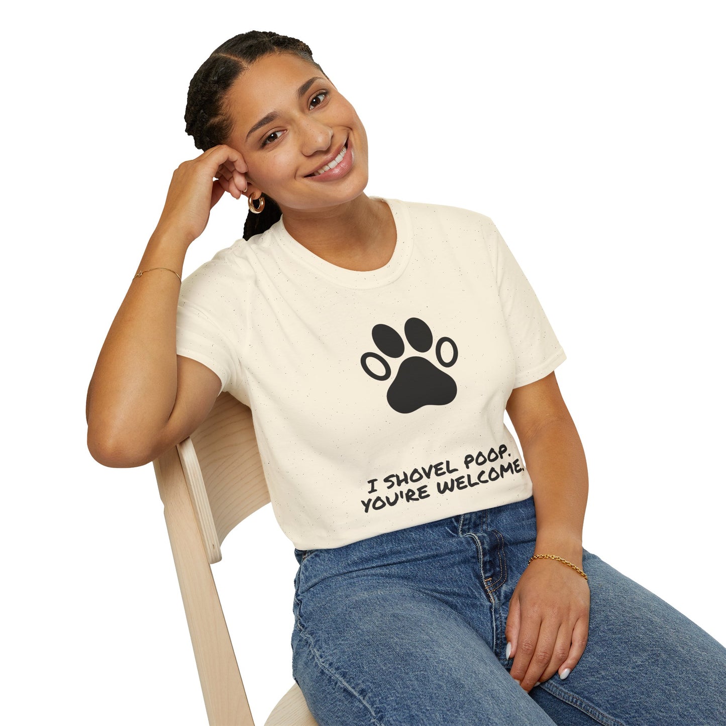 Paw Print T-Shirt — "I Shovel Poop, You're Welcome" Dog Lover Tee