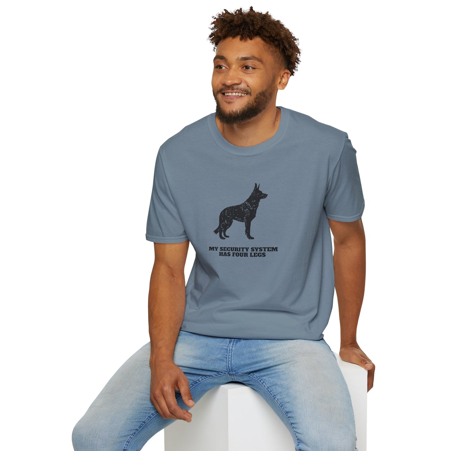 Dog Security T-Shirt — “My Security System Has Four Legs” Graphic Tee