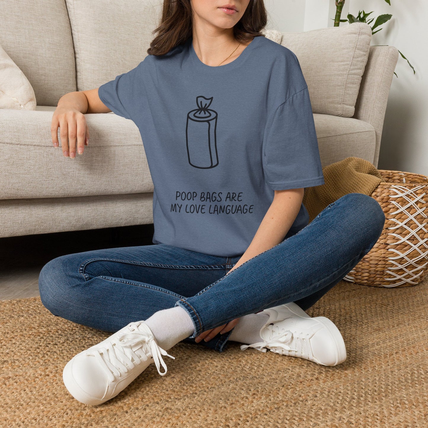 Poop Bags Are My Love Language T‑Shirt — Funny Dog Mom Pet Waste Bag Tee